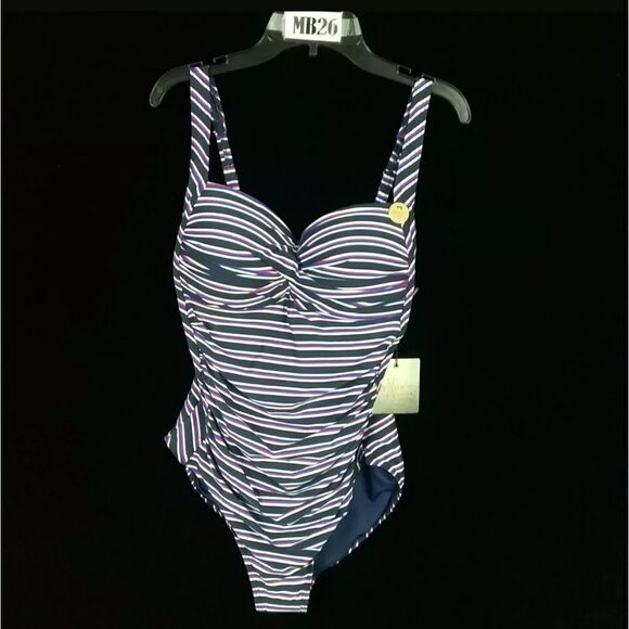 NIP TUCK SWIM NAVY RED WHITE STRIPED MULTI FIT CUP - Picture 1 of 5